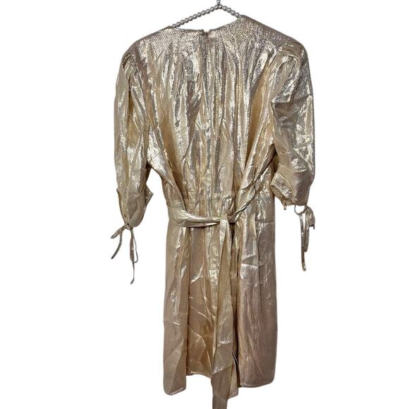 Alice McCall Astral Plane Cap Sleeve Metallic Gold Mini Dress Size 6 $475 - Picture 6 of 16